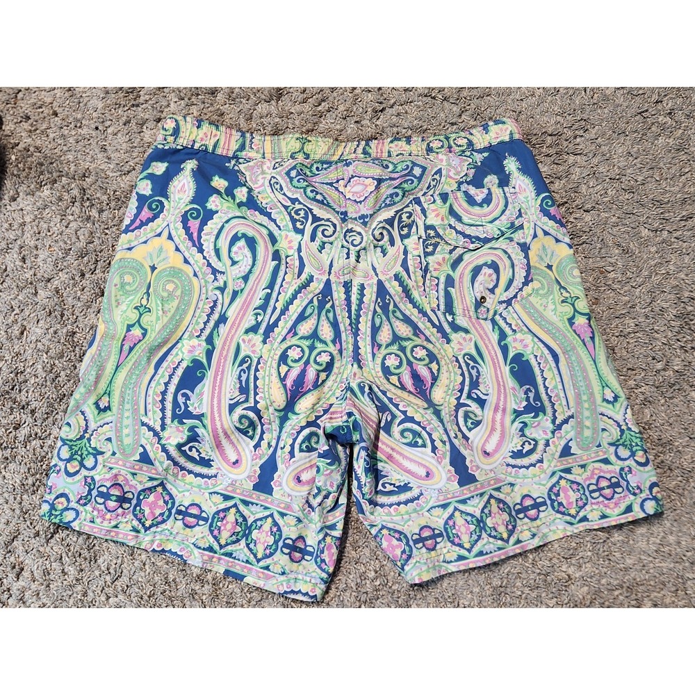 VTG Polo Ralph Lauren Paisley Swim Trunks Mens L 90s Cotton Nylon Mesh Nwot